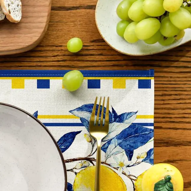 Alt view image 6 of 7 - Artoid Mode Lemon Branches Summer Placemats Set of 4, 12x18 Inch Seasonal Holiday Table Mats for Party Kitchen Dining Decoration