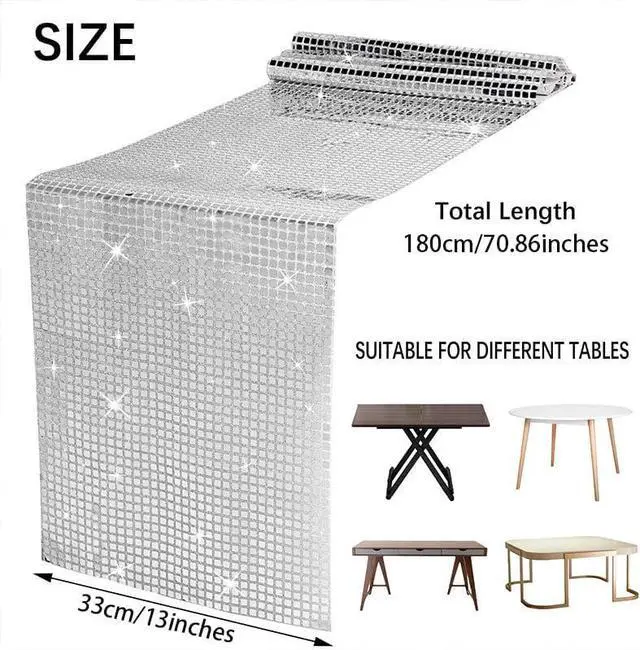 Alt view image 6 of 6 - Gold Glitter Sequin Table Runner Disco Party Retro 70s 80s Theme Disco Ball Table Decorations Birthday Bachelorette Dance Parties Supplies,72 Inches Long (Runner-Gold)