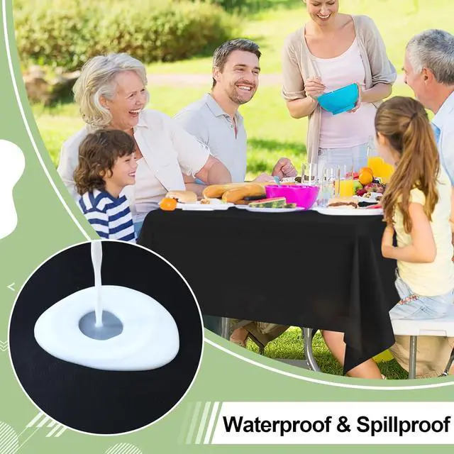 Alt view image 3 of 7 - misaya 6 Packs Disposable Plastic Table Cloth, 54 x 108 Inch Waterproof Rectangle Tablecloth, Leakproof & Sturdy Decorative Table Covers for Party, Outdoor and Back to School, Black