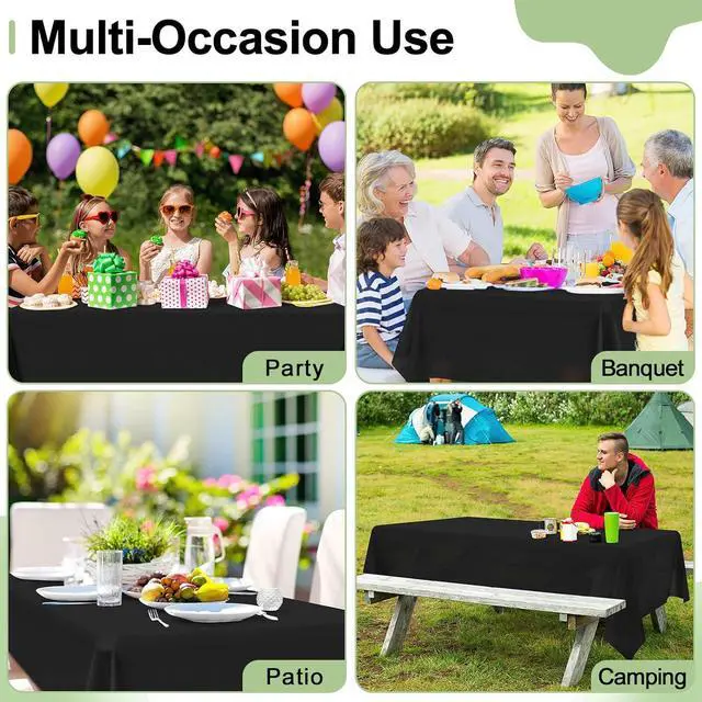 Alt view image 7 of 7 - misaya 6 Packs Disposable Plastic Table Cloth, 54 x 108 Inch Waterproof Rectangle Tablecloth, Leakproof & Sturdy Decorative Table Covers for Party, Outdoor and Back to School, Black
