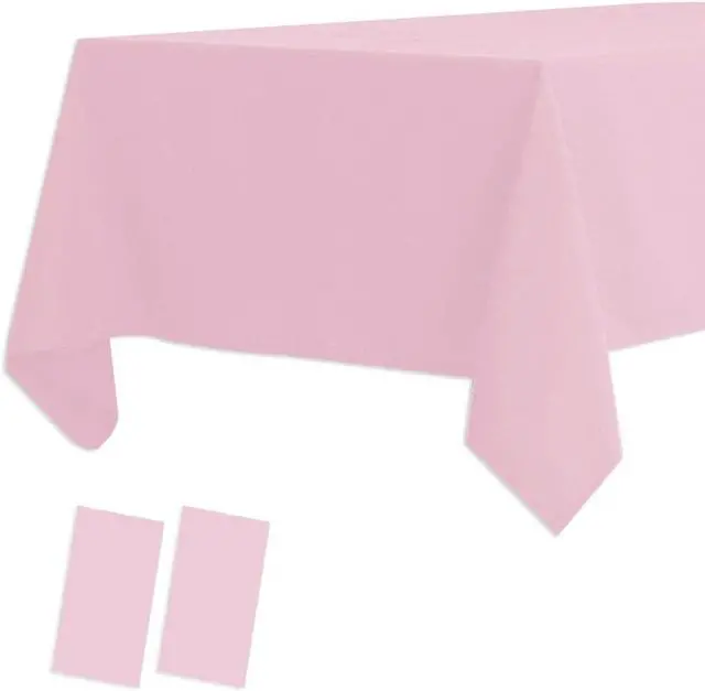 Main image of 2 Pack Plastic Tablecloths Disposable Plastic Table Covers Cloths BBQ Picnic Birthday Wedding Parties Tablecloth Oil-Proof Waterproof Table Cloth Light Weight Thin Pink Cover 54 x 108 in