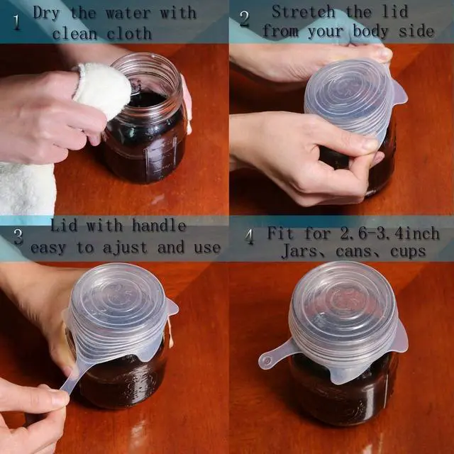 Alt view image 4 of 5 - Extra Small Silicone Stretch Lids 2 Inch 5 pack Same Size Reusable Silicone Jar Cover to Fit 2 Inch to 2.4 Inch Cans Cups Bottles