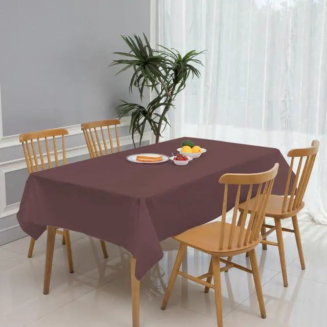 Alt view image 5 of 6 - Brown Plastic Tablecloth (2 Pack), 54 x 108 inch Dining Table Cover for Rectangle Table, Dark Brown Disposable Tablecloths for Decor Parties, Birthday, Bridal Shower, Wedding