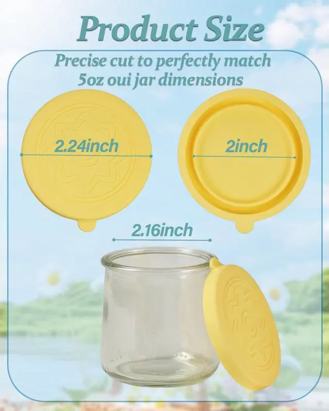 Alt view image 2 of 6 - 12 Pack Silicone Oui Yogurt Jar Lids with 12 Labels, Food-Grade Lids for 5Oz Oui Yogurt Jars, Reusable Silicone Canning Covers Perfect for Oui Yogurt Bottle(Jar not Includ)