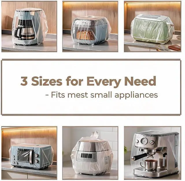 Alt view image 3 of 6 - STAYWILD 30 PCS Kitchen Small Appliance Dust Covers | Disposable Thickened Plastic Cover for Air Fryer,Blender,Coffee Maker,Pressure Cooker & Slow Cooker