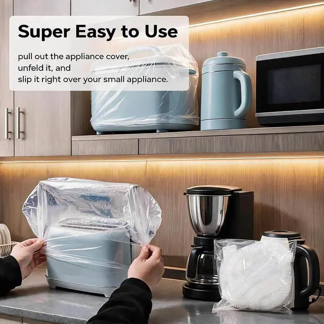 Alt view image 4 of 6 - STAYWILD 30 PCS Kitchen Small Appliance Dust Covers | Disposable Thickened Plastic Cover for Air Fryer,Blender,Coffee Maker,Pressure Cooker & Slow Cooker