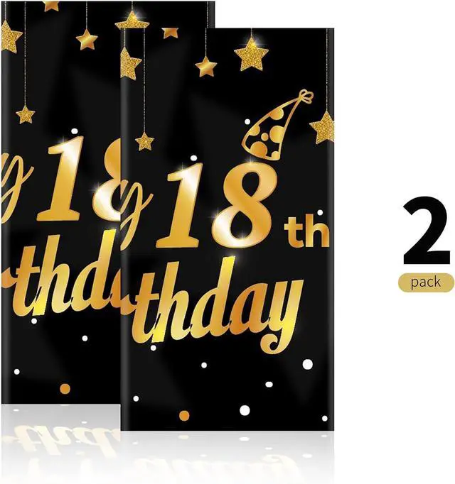 Alt view image 4 of 7 - Ruisita 2 Pack Black Gold Table Cloth Cover Happy 18th Birthday Tablecloth Party Tablecloths Rectangular Table Cloth Cover for Indoor or Outdoor Parties Birthdays