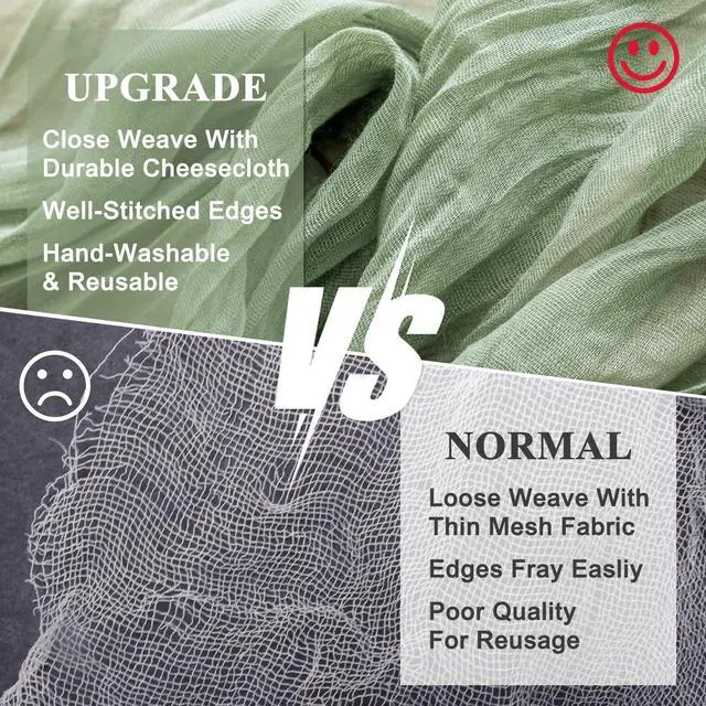 Alt view image 4 of 7 - Wokceer Cheesecloth Table Runner Sage Green 10FT Boho Gauze Table Runners | 120 Inch Cheese Cloth Table Runner Rustic Sheer Runners for Wedding Birthday Baby Bridal Shower Christmas Table Decor