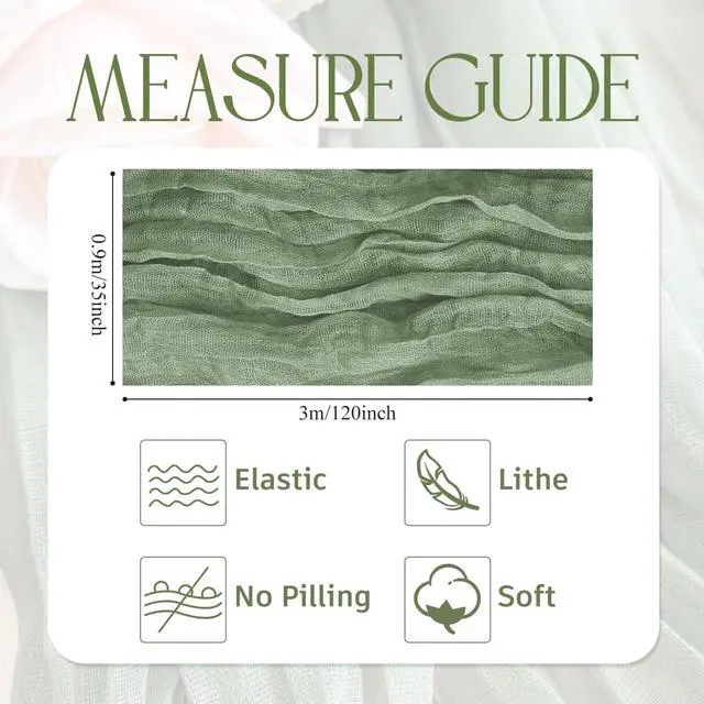 Alt view image 2 of 7 - Wokceer Cheesecloth Table Runner Sage Green 10FT Boho Gauze Table Runners | 120 Inch Cheese Cloth Table Runner Rustic Sheer Runners for Wedding Birthday Baby Bridal Shower Christmas Table Decor