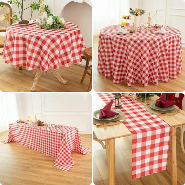 Alt view image 4 of 7 - Waterproof Checkered Tablecloth Runner Fabric - Rectangle 12x108 Inch Classic Gingham Buffalo Plaid Table Cloth for Indoor/Outdoor Use - Table Cover for Kitchen, BBQs, and Parties