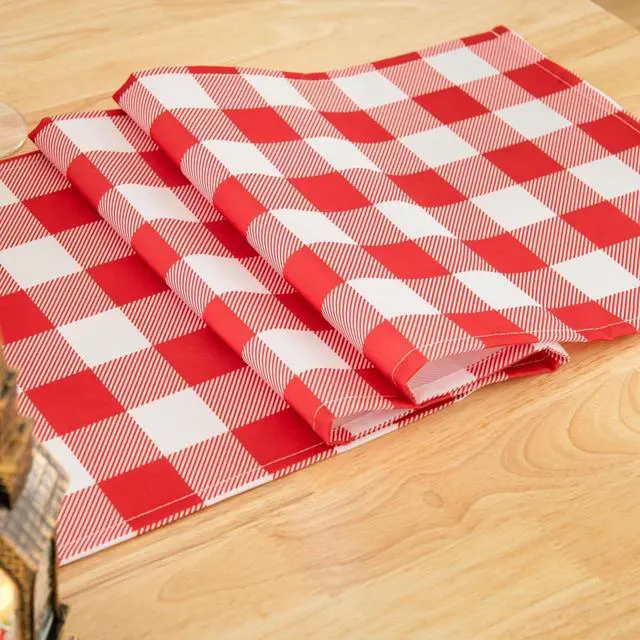 Alt view image 5 of 7 - Waterproof Checkered Tablecloth Runner Fabric - Rectangle 12x108 Inch Classic Gingham Buffalo Plaid Table Cloth for Indoor/Outdoor Use - Table Cover for Kitchen, BBQs, and Parties