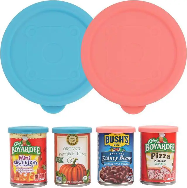 Main image of 2PCs 3.0-inch Silicone Can Lids for Chef Boyardee | Van Camp's | Goya | Bush's Best | Farmer's Market Can, Can Cover for Canned Goods, Soup Can Cap, Fit Most Standard Size, Dishwasher Safe (Lids ONLY)