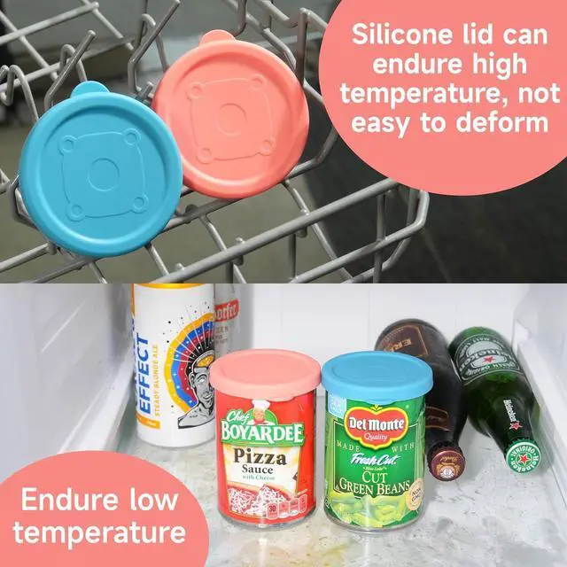 Alt view image 6 of 7 - 2PCs 3.0-inch Silicone Can Lids for Chef Boyardee | Van Camp's | Goya | Bush's Best | Farmer's Market Can, Can Cover for Canned Goods, Soup Can Cap, Fit Most Standard Size, Dishwasher Safe (Lids ONLY)