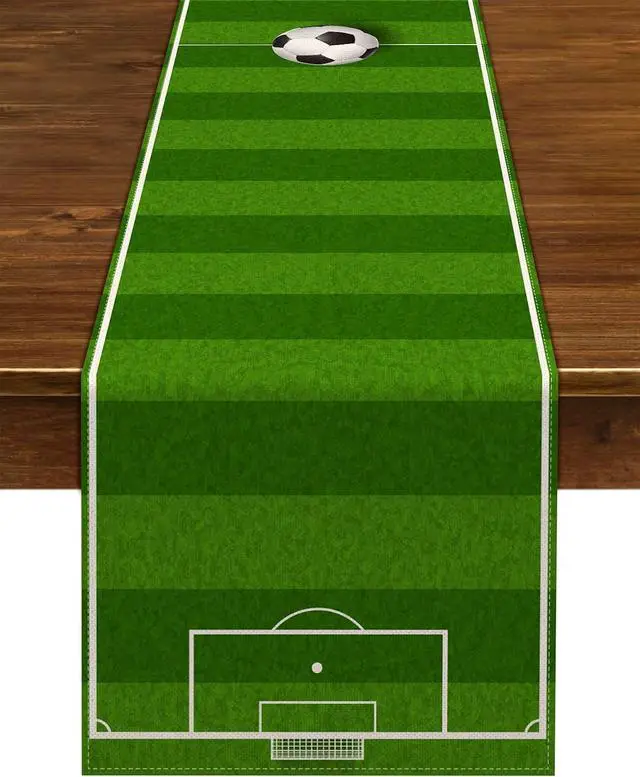 Main image of Nepnuser Linen Soccer Table Runner Sport Table Decoration Boy Soccer Birthday Party Supplies for Farmhouse Rustic Vintage Table Cover Home Kitchen Dining Room (13" x 72")
