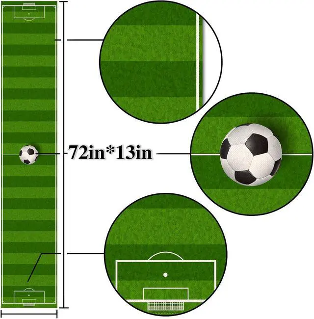 Alt view image 2 of 5 - Nepnuser Linen Soccer Table Runner Sport Table Decoration Boy Soccer Birthday Party Supplies for Farmhouse Rustic Vintage Table Cover Home Kitchen Dining Room (13" x 72")