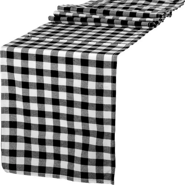 Main image of Buffalo Plaid Table Runner 14x72inch Black and White
