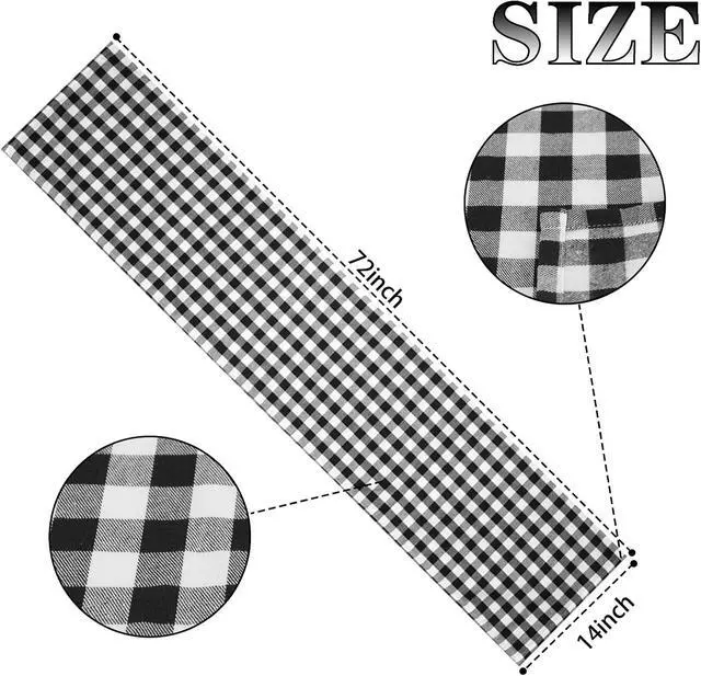 Alt view image 2 of 6 - Buffalo Plaid Table Runner 14x72inch Black and White