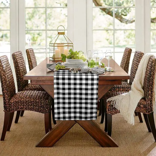 Alt view image 3 of 6 - Buffalo Plaid Table Runner 14x72inch Black and White