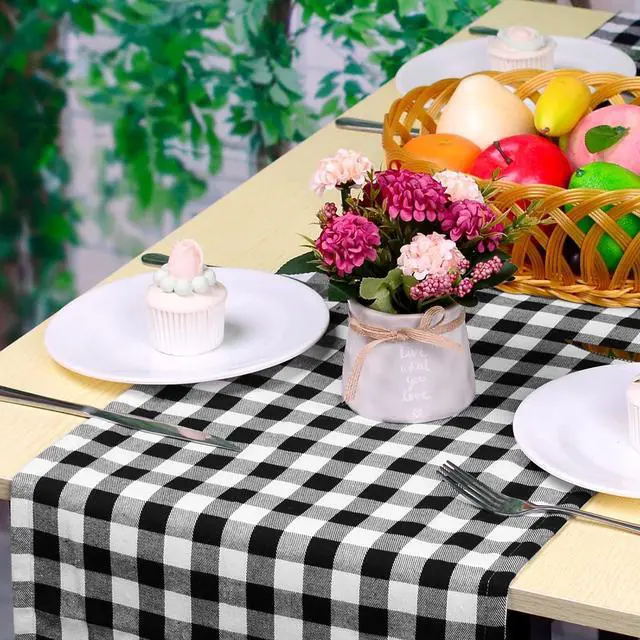 Alt view image 4 of 6 - Buffalo Plaid Table Runner 14x72inch Black and White