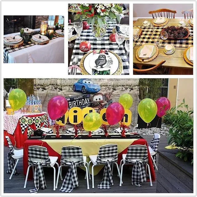Alt view image 6 of 6 - Buffalo Plaid Table Runner 14x72inch Black and White