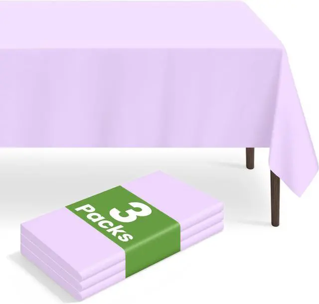 Main image of 3 Pack Disposable Light Purple Tablecloth, Rectangular Lavender Plastic Table Cloths for Parties Disposable, 54x108 in Waterproof Tablecloth for Birthday Party Baby Shower Picnic Valentines
