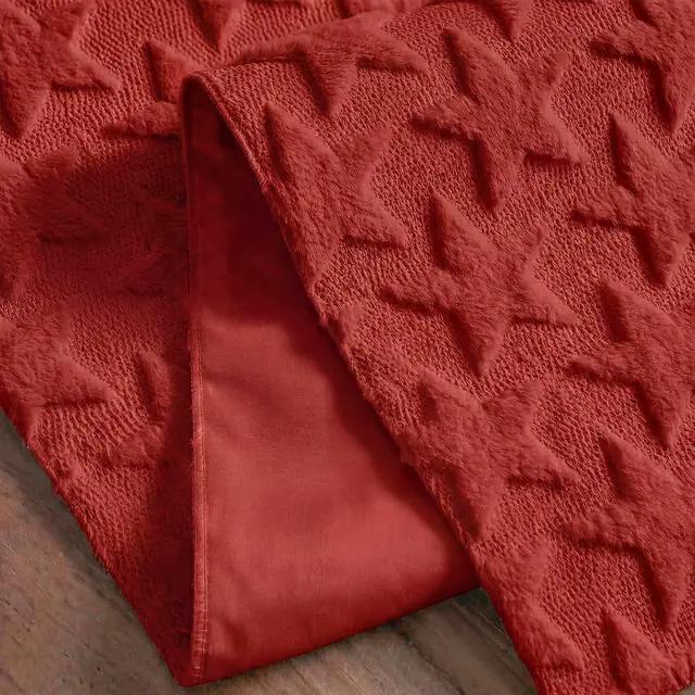 Alt view image 6 of 7 - Artoid Mode Red Soft Plush Faux Fur Jacquard Big Stars 4th of July Table Runner, Memorial Day Holiday Kitchen Dining Table Decoration for Home Party Decor 13x72 Inch