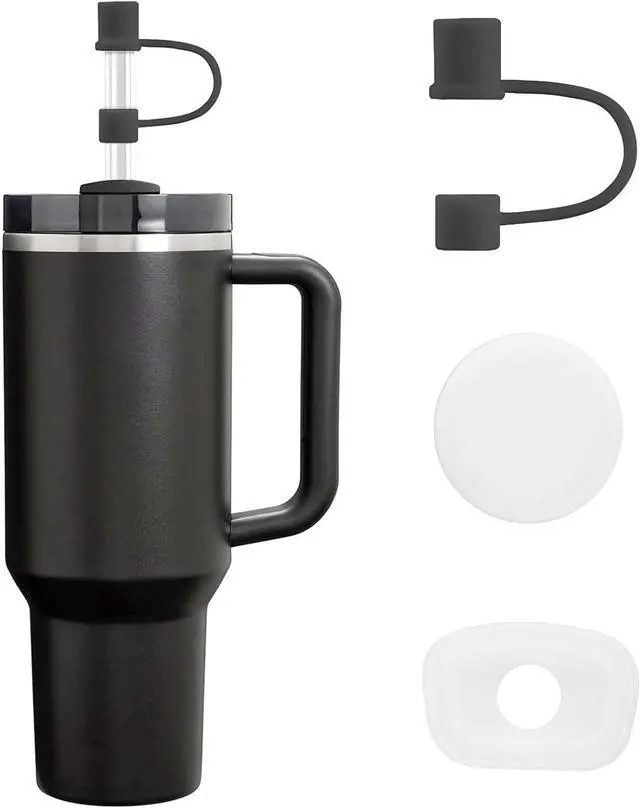 Main image of MOLOSLEEVE 1 Pack Straw Toppers for Stanley 30oz|40oz, Black | Leak-proof Plugs, Dust-Proof, Silicone Material, 21 Colors