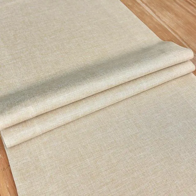 Alt view image 5 of 6 - NEWISHER Farmhouse Rustic Table Runner Solid Beige Rectangular Table Runners Faux Linen Table Runner for Everyday Use Kitchen Dining Party Table 13x36 Inch
