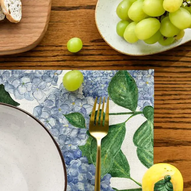 Alt view image 7 of 7 - Artoid Mode Watercolor Hydrangea Placemats for Dining Table, 12 x 18 Inch Spring Summer Seasonal Decoration Rustic Washable Table Mats Set of 4 Purple