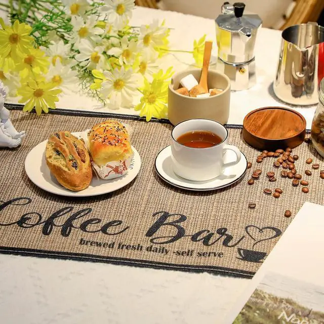 Alt view image 2 of 6 - Cunhill 2 Pcs 20 x 14 Inch Coffee Placemats for Countertop(Coffee Time)