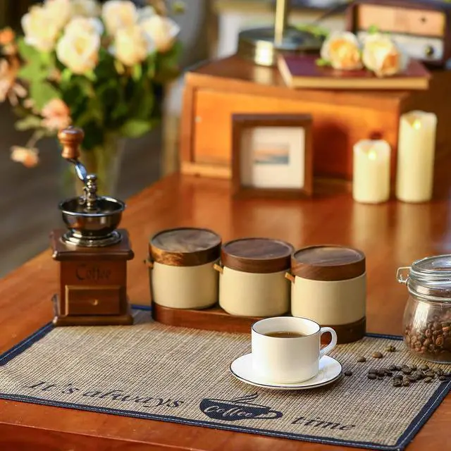 Alt view image 6 of 6 - Cunhill 2 Pcs 20 x 14 Inch Coffee Placemats for Countertop(Coffee Time)
