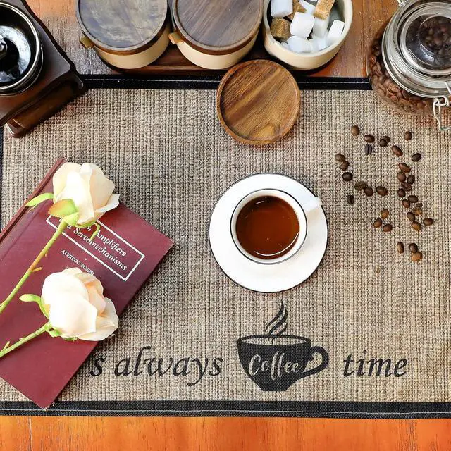Alt view image 4 of 6 - Cunhill 2 Pcs 20 x 14 Inch Coffee Placemats for Countertop(Coffee Time)
