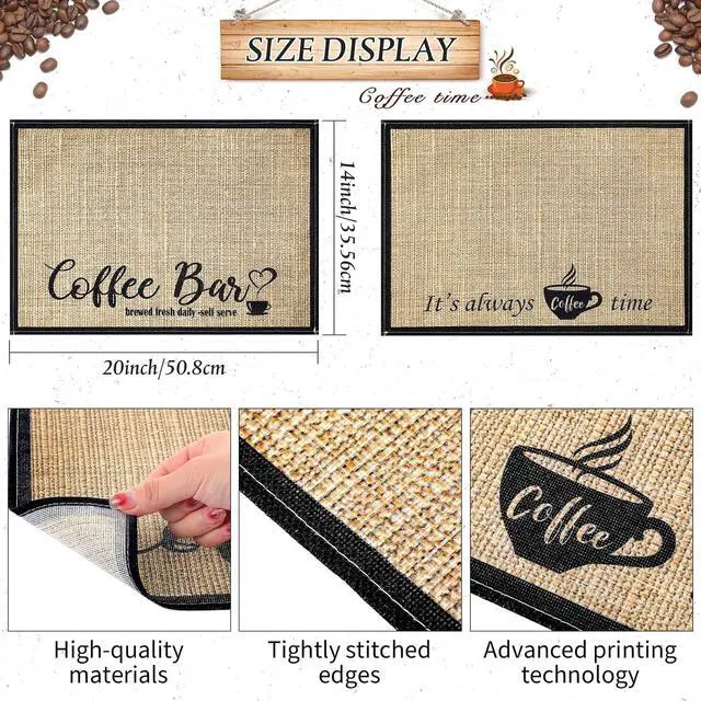 Alt view image 5 of 6 - Cunhill 2 Pcs 20 x 14 Inch Coffee Placemats for Countertop(Coffee Time)
