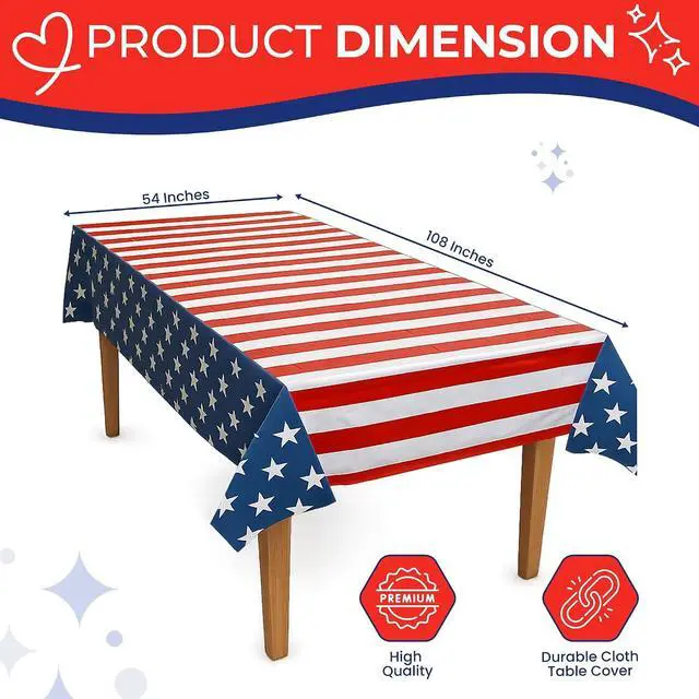 Alt view image 5 of 7 - Iconikal 3 Pack Plastic American Flag Tablecloth Table Cover 54 x 108-Inch | Plastic, Disposable