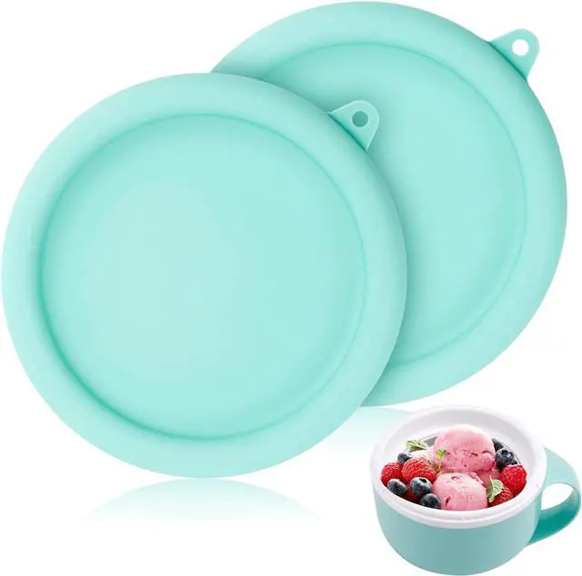 Main image of 2pcs Silicone Lids for Dash My Mug, 5.9in BPA-Free Silicone Bowl Covers | Storage Cookware Lids Replacement for Dash Ice Cream Maker Mug (Light Green)