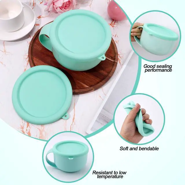 Alt view image 3 of 7 - 2pcs Silicone Lids for Dash My Mug, 5.9in BPA-Free Silicone Bowl Covers | Storage Cookware Lids Replacement for Dash Ice Cream Maker Mug (Light Green)