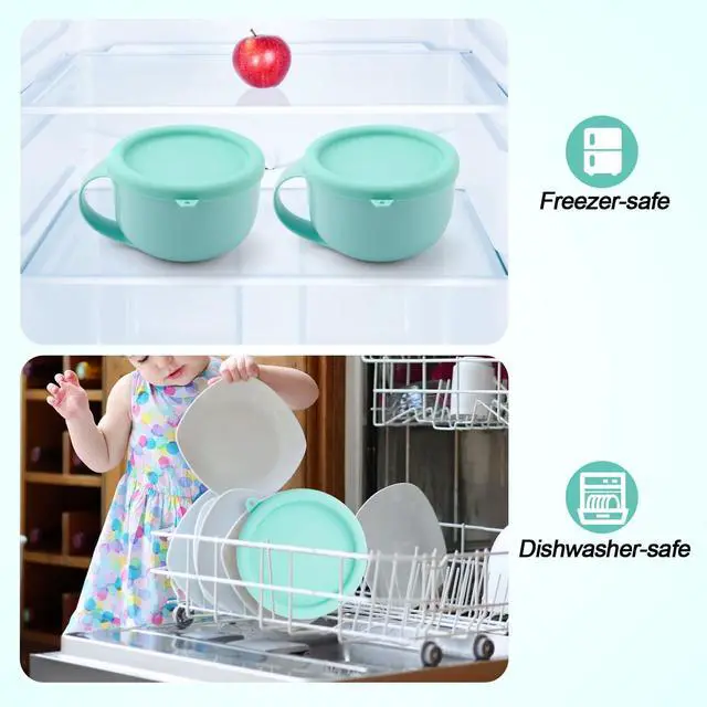 Alt view image 6 of 7 - 2pcs Silicone Lids for Dash My Mug, 5.9in BPA-Free Silicone Bowl Covers | Storage Cookware Lids Replacement for Dash Ice Cream Maker Mug (Light Green)