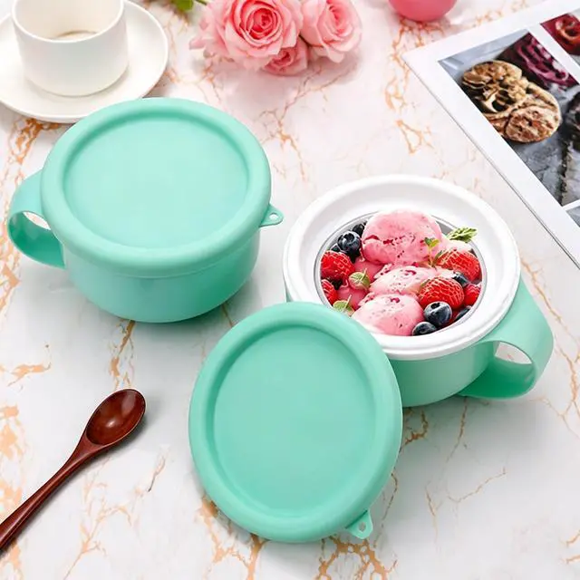 Alt view image 7 of 7 - 2pcs Silicone Lids for Dash My Mug, 5.9in BPA-Free Silicone Bowl Covers | Storage Cookware Lids Replacement for Dash Ice Cream Maker Mug (Light Green)