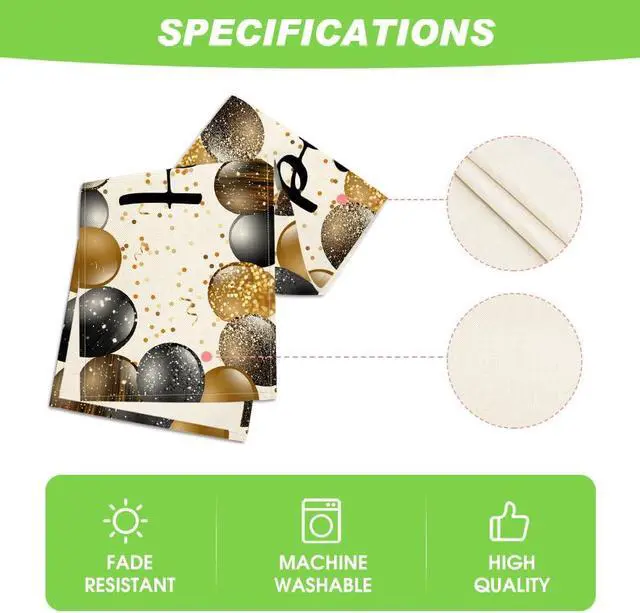 Alt view image 5 of 7 - Artoid Mode Beige and Golden Balloon Happy Birthday Table Runner, Seasonal Kitchen Dining Table Decoration for Home Party Decor 13x72 Inch