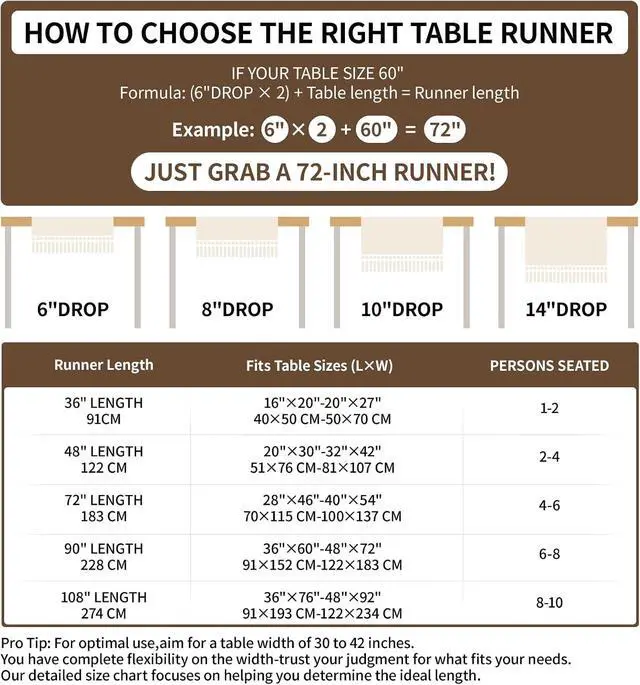 Alt view image 4 of 7 - Boho Table Runner for Fall Home Decor with Tassels 72 Inches, Farmhouse Rustic Cream & Brown Table Runners for Bohemian Kitchen Summer Dining Table(12x72in, Fringe Included)