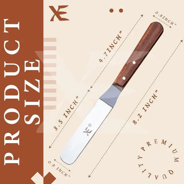 Alt view image 2 of 5 - XE Cake Icing Spatula 21cm Stainless steel Angled Palette Knife with Non-Slip Wooden Handle, Ideal Frosting spatula for Pastry & Cakes, Offset Spatula for Decorating Desserts