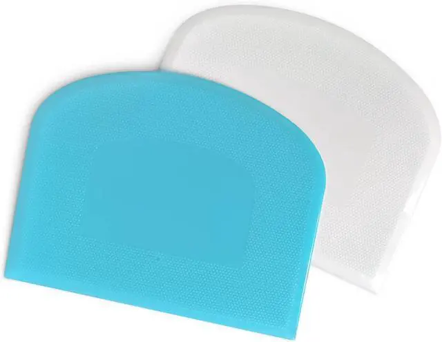 Main image of ALLTOP Bowl Spatula & Bench Scraper,Flexible Plastic Multipurpose Kitchen Pastry Cutter Tool,Food Scrappers for Bread Dough Baking Cake Fondant Icing,Set of 2 Pieces - White&Blue