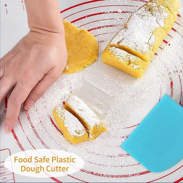Alt view image 6 of 7 - ALLTOP Bowl Spatula & Bench Scraper,Flexible Plastic Multipurpose Kitchen Pastry Cutter Tool,Food Scrappers for Bread Dough Baking Cake Fondant Icing,Set of 2 Pieces - White&Blue