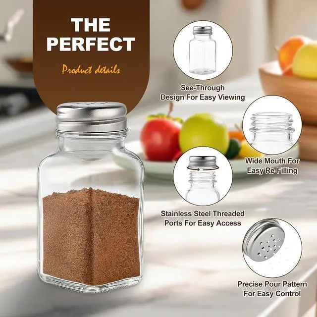 Alt view image 4 of 7 - Gulex Salt and Pepper Shakers Set Salt Shaker 2 Pcs High Transparency Glass