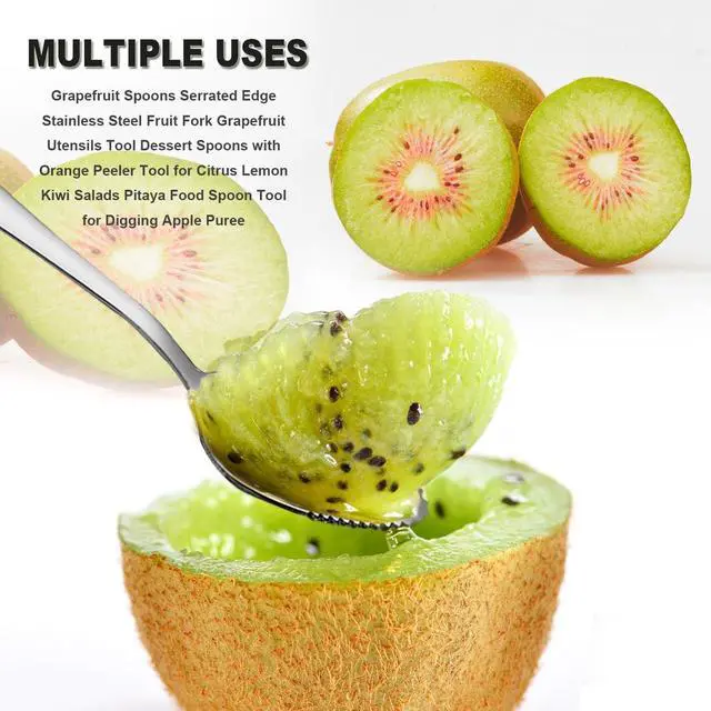 Alt view image 6 of 7 - Grapefruit Spoon Serrated Edge Knife Stainless Steel Fruit Knife Grapefruit Utensils Tool Dessert Spoons for Citrus Lemon Kiwi Melon Lime Pitaya Apple Fruit Puree