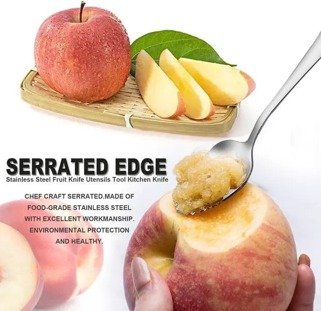 Alt view image 4 of 7 - Grapefruit Spoon Serrated Edge Knife Stainless Steel Fruit Knife Grapefruit Utensils Tool Dessert Spoons for Citrus Lemon Kiwi Melon Lime Pitaya Apple Fruit Puree