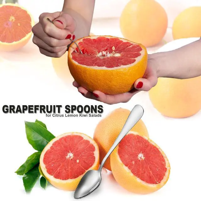 Alt view image 2 of 7 - Grapefruit Spoon Serrated Edge Knife Stainless Steel Fruit Knife Grapefruit Utensils Tool Dessert Spoons for Citrus Lemon Kiwi Melon Lime Pitaya Apple Fruit Puree