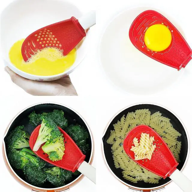Alt view image 2 of 6 - 6 in 1 Multifunctional cooking gadgets, 356°F Heat Resistant kitchen gadgets, Egg Separator, Cooking, Draining, Mashing, Grating, Cooking spoon Red