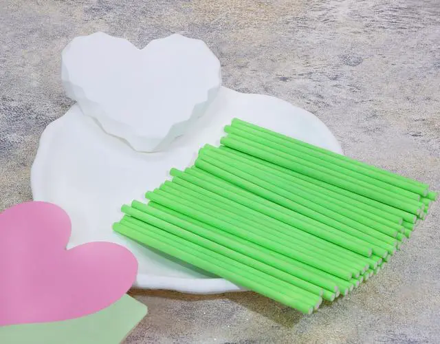 Alt view image 3 of 7 - 50Pcs Candy Paper Sticks Candy Making Treat Stick for Christmas Birthday Party Cake Pop Cupcake Topper Rainbow Candy Cookie Dessert Chocolate Sucker (Light Green, 3.5x100mm)