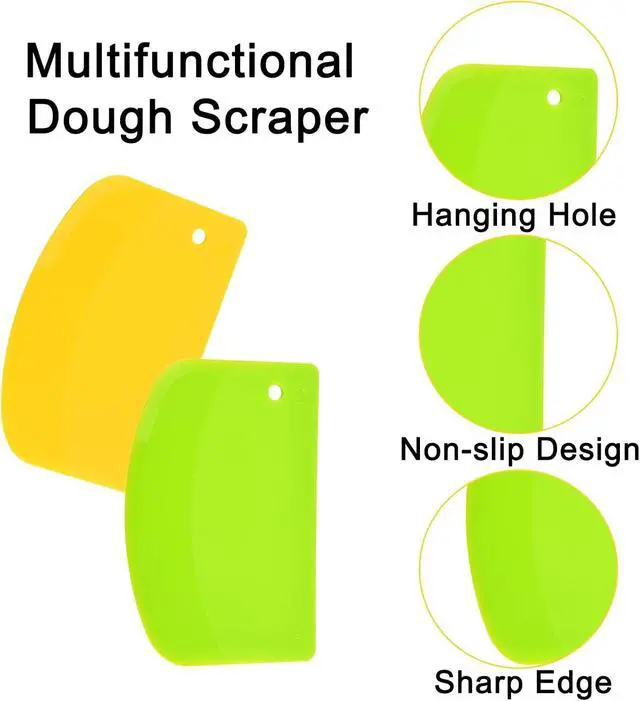 Alt view image 2 of 7 - 5 Pack Dough Scraper, 5.3 x 3.6 Inch Plastic Bench Scraper, Bowl Spatula, Kitchen Pastry Cutter Tool for Bread Dough, Pastry, Pizza, Baking Cake (Multicolor)